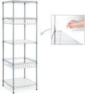 CAPHAUS NSF Adjustable 5 Tier Wire Shelving Unit w/Basket & Liner, Metal Storage Rack Corner Shelves, Storage Rack for Kitchen, Bathroom, Laundry Closet, Metal Wire Shelving w/Basket Shelves Silver