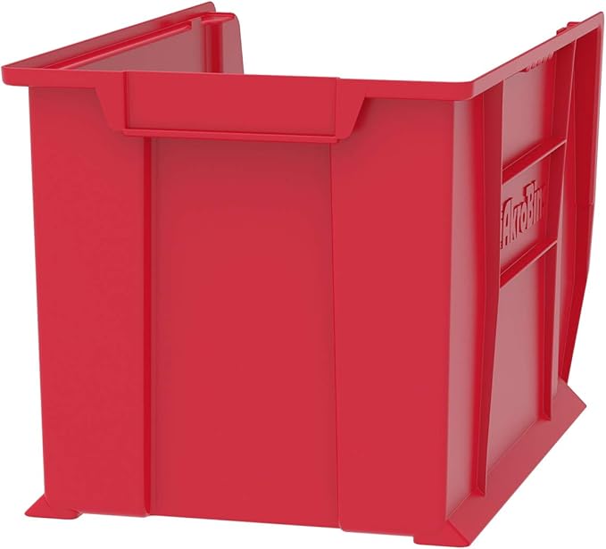 Akro-Mils 30282 Super-Size AkroBins Plastic Storage Bins, Space-Saving Stackable Bins for Garage, Classroom, Warehouse Organization, 20" L x 12" W x 12" H, Red, 2-Pack