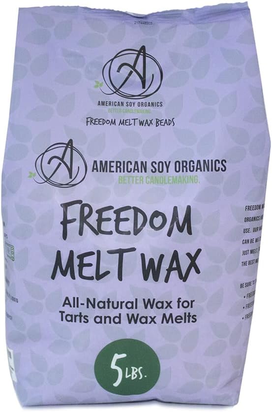 American Soy Organics Freedom Soy Beads for Melt Making - Natural Candle Making Supplies - Paraffin-Free, Beeswax-Free Candle Wax for Tarts, Tealights, Wax Melts and Cubes, 5 lbs