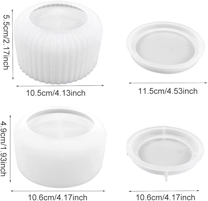 2PCS Storage Box with Lids Candle Jar Molds Set, Tea Light Candle Holder Silicone Molds for Resin, Round Shape Tealight Candle Molds for Epoxy Casting DIY Projects