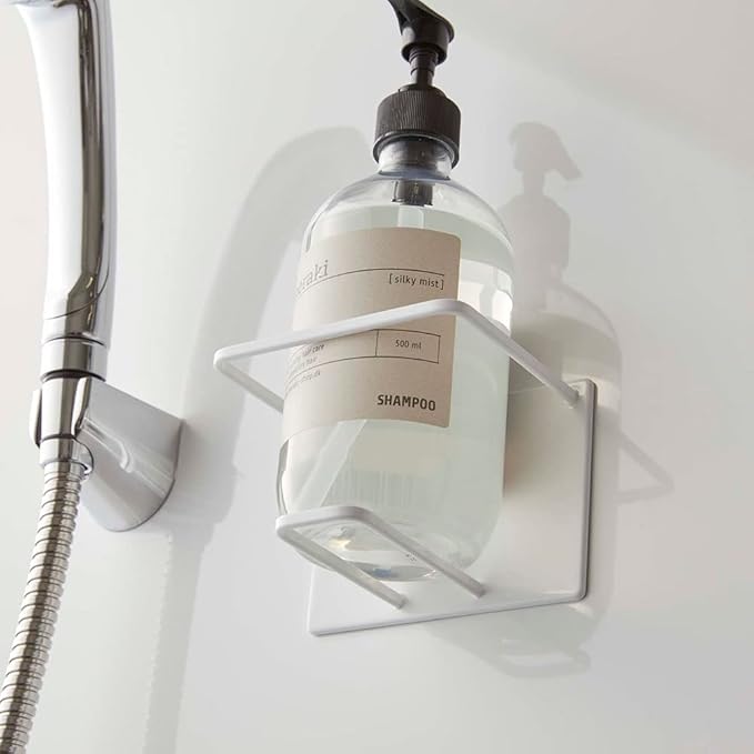 Yamazaki 5508 Magnetic Bathroom Tube & Bottle Holder, Large, White, Approx. 4.3 x 3.2 x 4.3 inches (11 x 8.2 x 11 cm), Tower Floating Storage, Shampoo, Body Soap Holder, Bathroom Storage