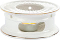 KAYCROWN Teapot Warmer, Ceramic Tea Warmer with Tealight Holder, Teapot Heater for Heating Coffee, Milk, Tea Light Heater, Candle Warmer (White)