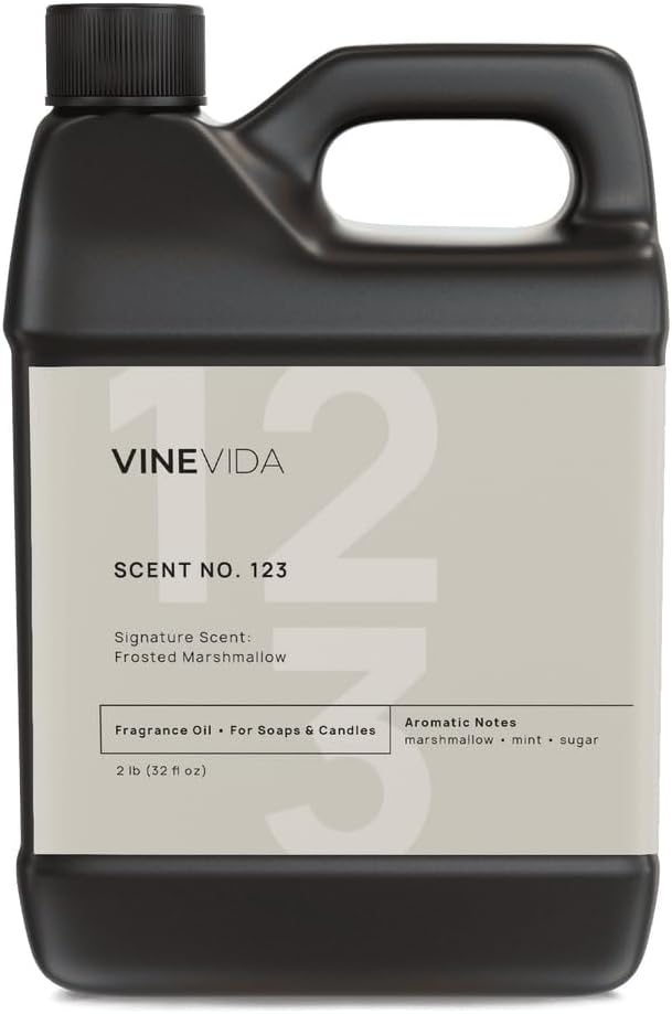 VINEVIDA Scent NO. 123 Fragrance Oil - 32oz (2lbs) - Signature Scent: Frosted Marshmallow Fragrance Oil for Candle Making - Made in USA Candle Scents Scents for Soap Making