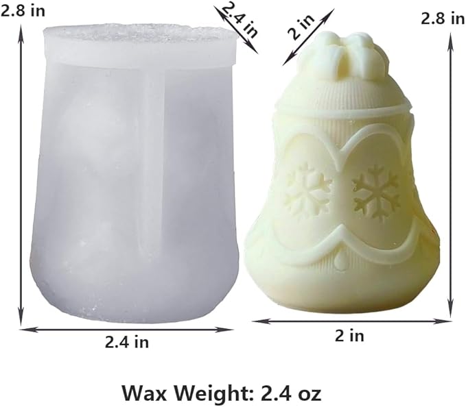 Bells Soap Molds, Jingle Bells Silicone Mold for Candle Soy Wax DIY Handcraft, Snowflake Resin Molds Gift Wedding Party Home Dinner Festive Days Car Christmas Decoration