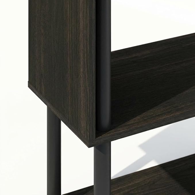 Furnifact Espresso Bookcase with Elegant Wooden Design, Sturdy Construction, Featuring 1 Piece for Home Office, Living Room, or Study Use