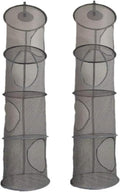Leoyoubei 2 Pack Foldable Hanging Basket Organize The Suspension of Storage Items, Mesh Hanging Storage with 4 Compartments,Organizing Children's Toys,Shawls,Hats and Mittens,43.5” x 12” Gray