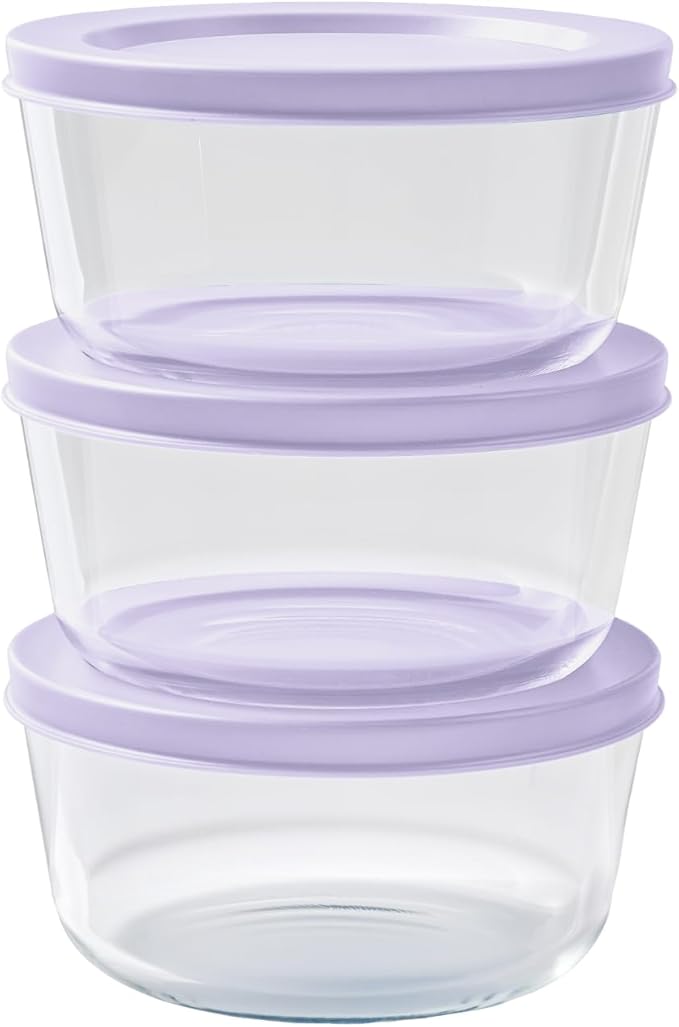 DURA LIVING Borosilicate Glass Food Containers - 6 Piece Set (2 cup) - Premium Storage Solution Microwave & Dishwasher Safe, BPA-Free Lids, White