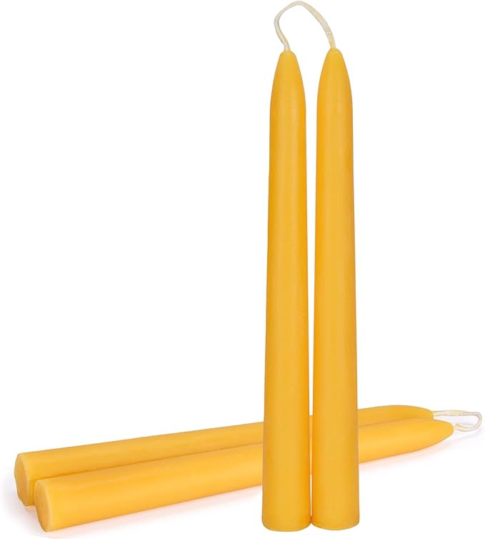 Pure 8" Natural 100% Pure Bees Waxs Candlesticks 4 Pack 20 Hour Long Burning Time,Unscented,Dripless and Smokeless for Home Decor, Party