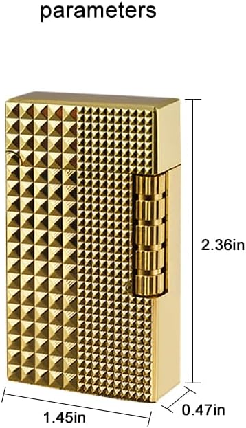 Unique Butane Lighter, MultiCut Geometric Design, Refillable Lighter Soft Flame, Flip-Top Metal Gold Side Wheel Frosted Pocket Lighter, Gifts for Men, Father, Husband (No Fuel)
