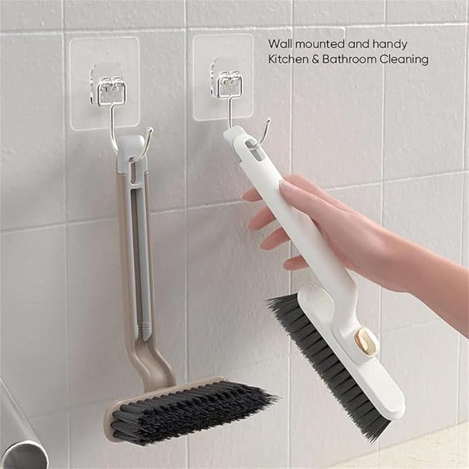 Multi-Function Rotating Crevice Cleaning Brush, 360 Degree Rotating No Dead Corners Hard Bristle Crevice Gap Brush Tool for Bathroom Household Kitchen (Khaki 2pcs)
