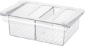Pull-Out Fridge Drawer Organizer - Under Shelf Storage Bins for Refrigerator Organization for Fruits Vegetables, Cheese & Deli (3.35" Height x 8.66" Width" + dividers)
