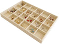 Premium Grade Velvet Sturdy Jewelry 24 Grids Display Tray Stackable Rings Necklace Gemstone Shows Store Home Organizer Soft Beige