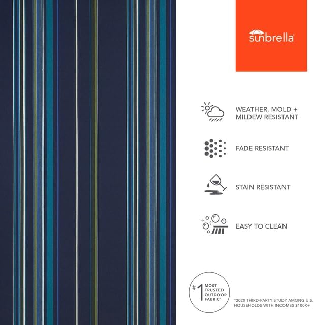 Sunbrella Outdoor Fabric by The Yard | Stanton Lagoon (Striped) | Official Sunbrella Seller | Indoor or Outdoor Upholstery Fabric for Chairs, Cushions, Drapery, Pillows, Furniture