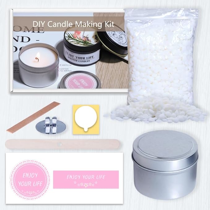 DIY Candle Making Supplies for Adults and Beginners, Including Soybean Wax, Exquisite Stickers, Candle Jars, Wicks, and Homemade Candle jar Sets with Essential Oils.