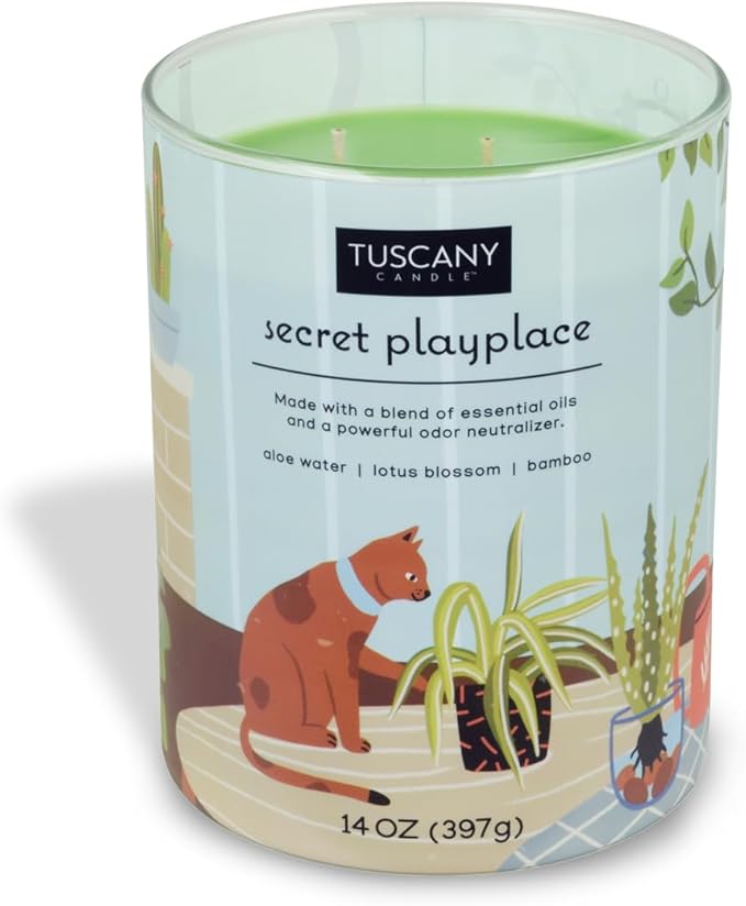 Tuscany Candle Secret Playplace: Lotus Blossom Scented Pet Odor Neutralizing Candle, 14 oz