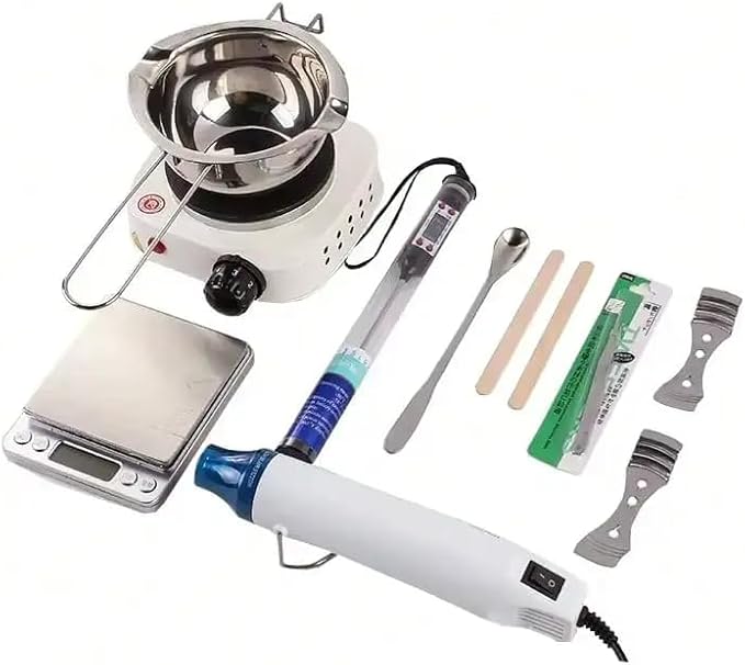 DIY Scented Candles Making Kit/Wax Melting Tools Set for Kids, Beginners, Adults, Including 500W Electric Stove, 400ml Stainless Steel Pot, Digital Scale, Heat Gun,Thermometer,Candle Making Supplies