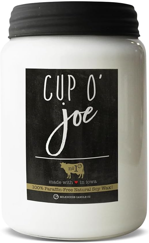Milkhouse Candle Company - Cup O' Joe - 26oz Beeswax and Soy Candles - Farmhouse Collection - 100% Natural, Paraffin Free, with Premium Fragrance Oil, Glass Jars with Lids