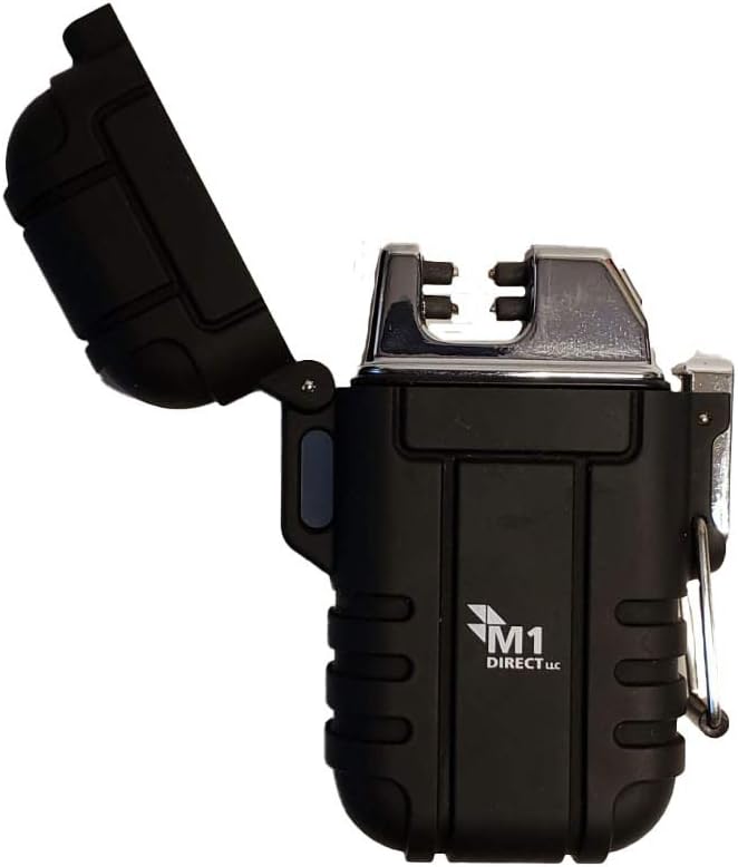 M1 Direct Premium Rechargeable Dual-Arc Plasma Lighter Windproof Waterproof Camping Hiking Survival Cooking Grilling Fire Starting