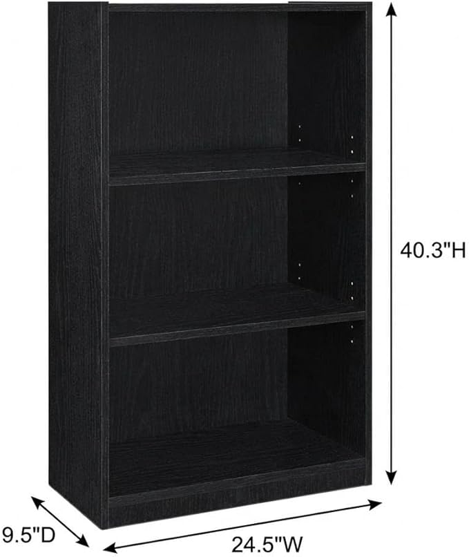 Furnifact Blackwood 3-Shelf Bookcase, Modern Design, Sturdy Construction, Versatile Storage, Ideal for Living Room or Office Displays