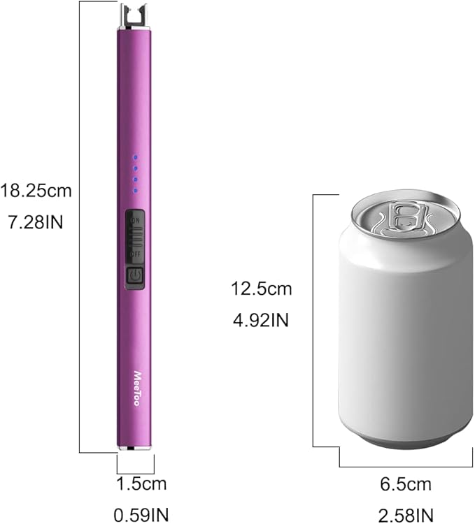 MeeToo Electric Candle Lighter Rechargeable Type-C - Gifts for Wife Men Women Nana, USB Plasma Arc Windproof Lighters for Candle Christmas Camping Kitchen Purple