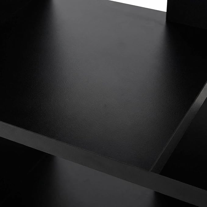 Furnifact Black Bookshelf with 4 Shelves, Contemporary Style, Tipover Restraint, Sturdy Construction, Modern Design for Living Room and Office