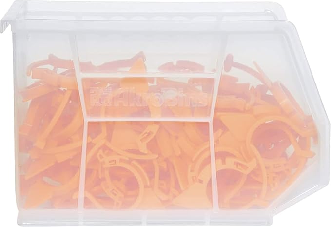 Akro-Mils 30239 AkroBins Plastic Storage Bins, Space-Saving Stackable Bins for Garage, Pantry, Craft Organization, 11-Inch x 8-Inch x 7-Inch, Stone, 6-Pack