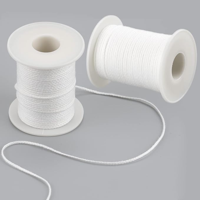 400 Ft Braided Wick 24 Ply Candle Wick Spool 2 Rolls Braided Wick Spools Bulk Cotton Yarn Embroidery Thread for Candle Making Candle DIY