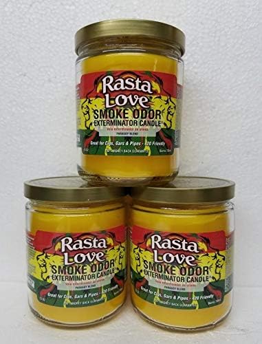 Smoke Odor Exterminator 13oz Jar Candle, Rasta Love Three Pack.