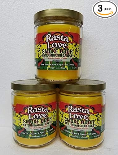 Smoke Odor Exterminator 13oz Jar Candle, Rasta Love Three Pack.