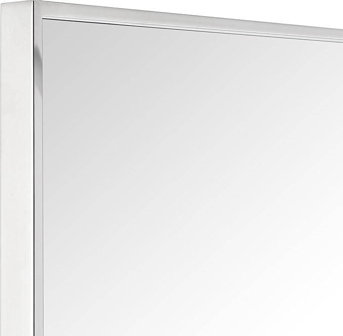 TEHOME Chrome Bathroom Vanity Mirror with Squared Corners, 24x36'' Silver Rectangle Stainless Steel Metal Framed Mirror for Bathroom