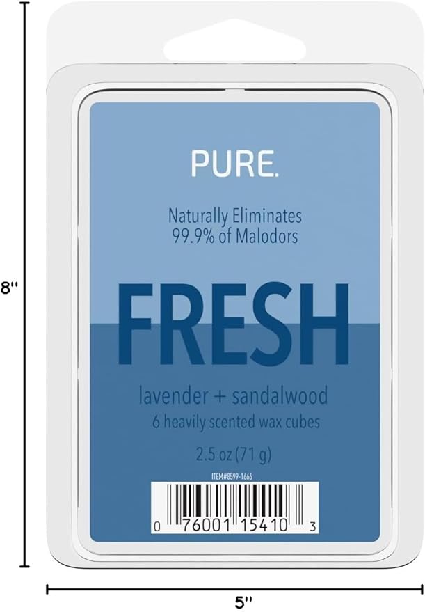 Candle-Lite Pure Wax Melts Lavender & Sandalwood Scent, Odor Eliminating, 3 Pack, Eliminates 99.9% of Odors, 6-Cube 2.5 oz Scented Wax Cubes, Proudly Poured in The USA, Ideal Gift for Home Fragrance