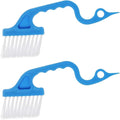 2pcs Hand-held Groove Gap Cleaning Tools Door Window Track Kitchen Cleaning Brushes (Sky Blue)