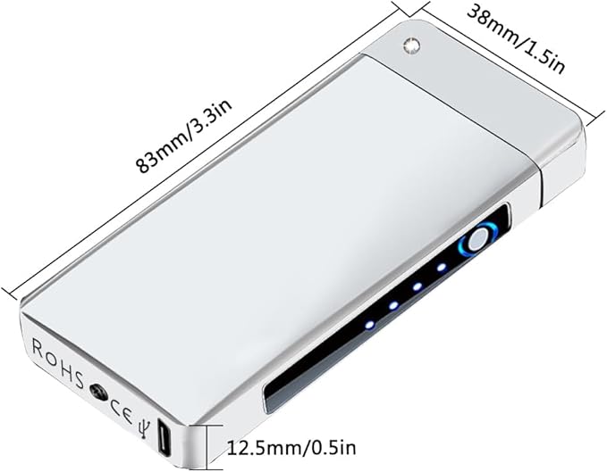 GADATOP Arc Plasma Flame Lighter USB Rechargeable Windproof Electric Lighter for Candle (Silver)