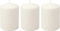 Stonebriar 3 Pack Tall 3 x 4 Inch 35 Hour Long Burning Unscented White Wax Pillar Candles