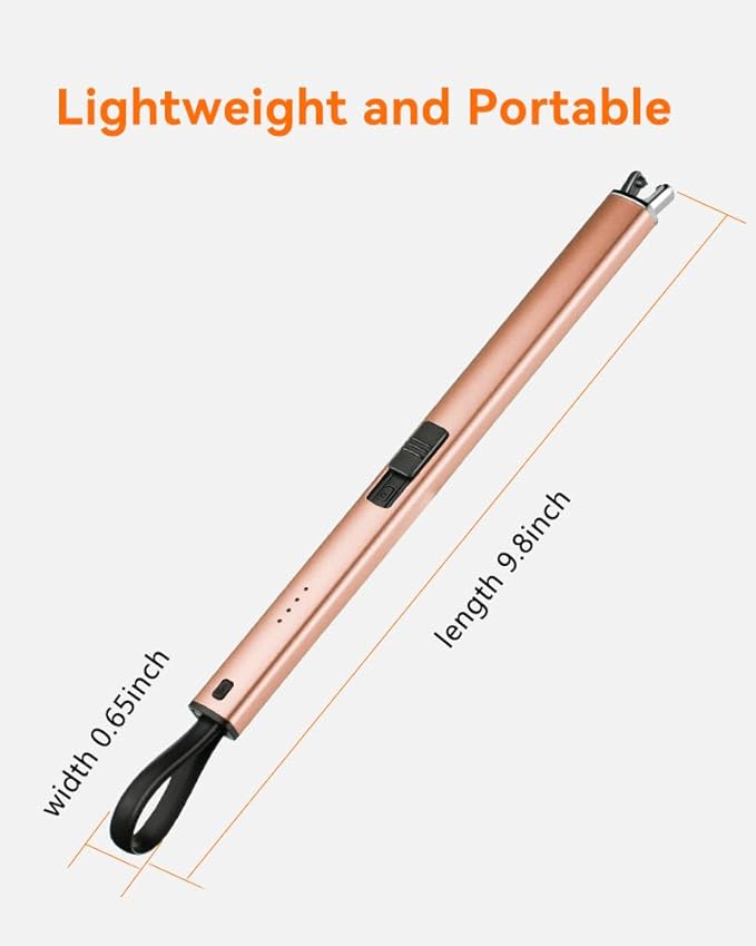 Brigii Electric Lighter, Candle Lighter, Plasma Arc Lighters Windproof & Flameless with Built-in USB Cable Double Safety Switch-Golden Rose