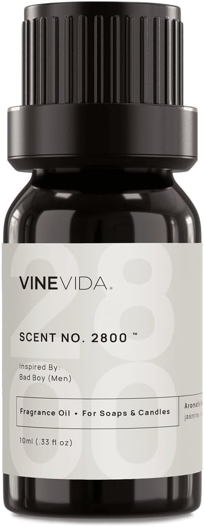 VINEVIDA [10mL] Bad Boy (Men) Fragrance Oil for Candle Making - Natural Candle Oil Scents - Soap Making Essential Oil - Made in USA