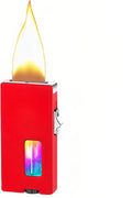 Extra Wide Flame Butane Lighters, Gravity Sensing Shake to Ignite, Adjustable Flame Size, USB-C Charging and Refillable Lighter with Safety Lock (Fuel Not Included) (Red)