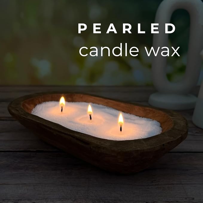 Direct Candle Supply 1lb White Unscented Sand Candles with Wicks, Pearled Candle, Powder Candle Wax, Refillable Pearl Candles with 10 Wicks for Candlemaking