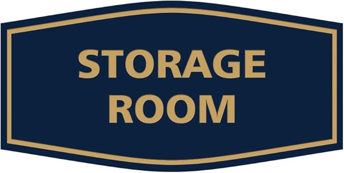 Signs ByLITA Fancy Storage Room Sign (Navy Blue/Gold) - Small 1 Pack