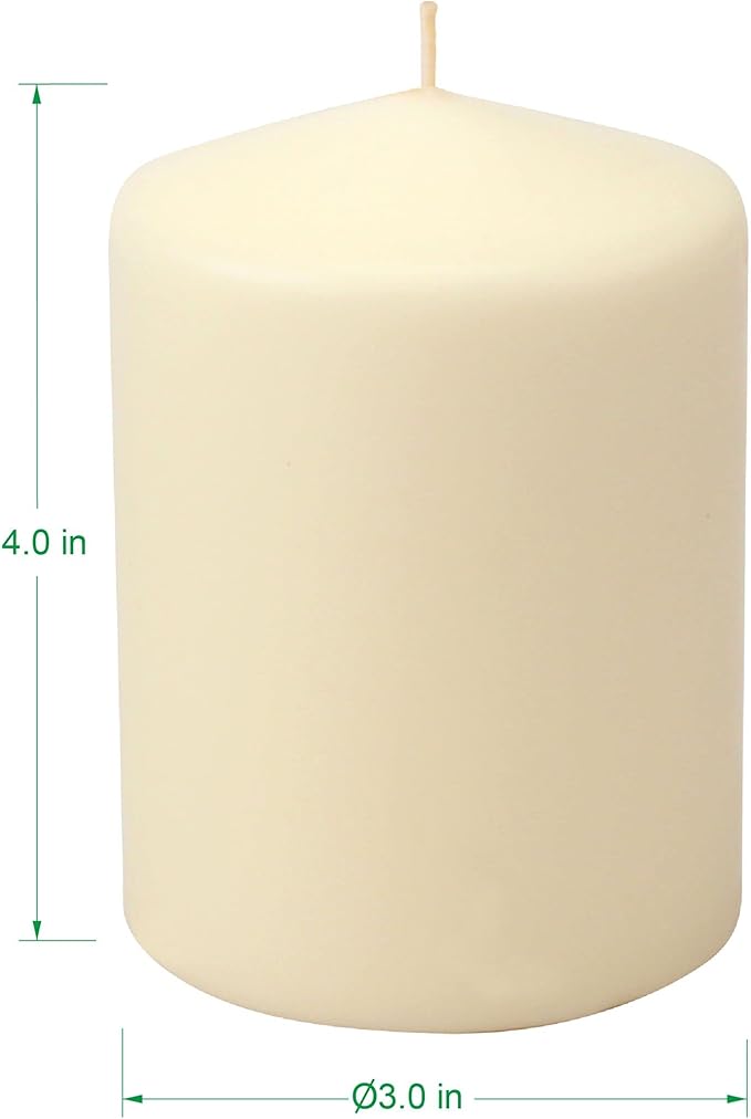 Stonebriar 35 Hour Long Burning Unscented Pillar Candles, 3x4, Ivory