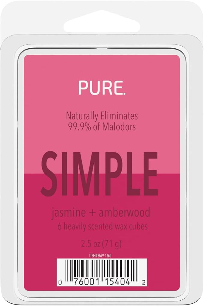 Candle-Lite Pure Wax Melts Jasmine & Amberwood Scent, Odor Eliminating, 3 Pack, Eliminates 99.9% of Odors, 6-Cube 2.5 oz Scented Wax Cubes, Proudly Poured in The USA, Ideal Gift for Home Fragrance