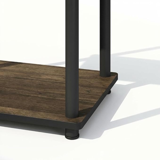 Furnifact Columbia Walnut Black Bookcase with Durable Wood Construction, Single Piece Design for Stylish Storage and Organization
