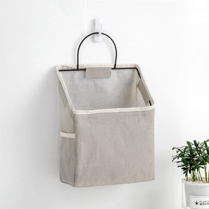 Fantasyon Wall Hanging Storage Bag, Waterproof Over The Door Closet Organizer Hanging Pocket Organizer for Bedroom, Bathroom, Linen Cotton (Gray)