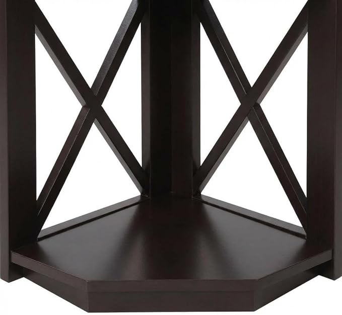 Furnifact Espresso 5-Tier Corner Bookcase with Durable Non-Lead Base Paint, Space-Saving Design for Home or Office Storage, Modern and Easy to Access