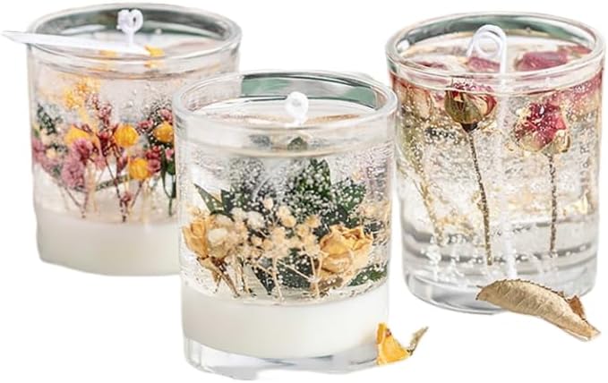SimpleVibesXinPuwei DIY Scented Botanical Jelly Candle Kit with Step-by-Step Instructions - Create Your Own Unique Fragrant Candle (Style 2)