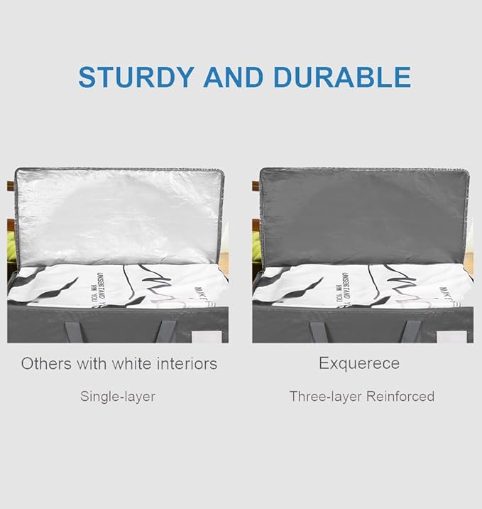 Three-layer Reinforced Moving Bags, 6 Pack Extra Large 93L 60lb Heavy Duty Moving Totes with Strong Zippers & Handles, Easy Open Lids, Water-Resistant, Storage Totes, Fold Flat