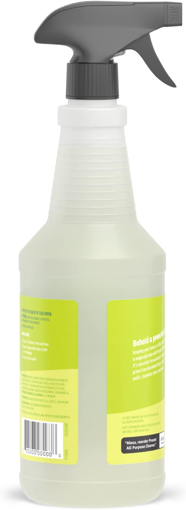 Amazon Brand - Presto! All Purpose Cleaner, Lemon Scent, Streak-Free Formula, Safe for Stainless Steel, 32 fl oz, 2-Pack