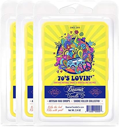 Beamer Candle Co. - 70’s Lovin Wax Melts – Sweet & Tangy Blood Orange Scent – Notes of Orange Peel, Gardenia, Applewood - 3 Packs of 6 Cubes – Odor Eliminating – High Fragrance – 40 Hour Burn Time