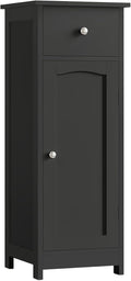 Iwell Bathroom Storage Cabinet, Small Bathroom Floor Cabinet with Drawer & Storage Shelf, Free-Standing Organizer Cabinets for Hallway/Living Room, Black