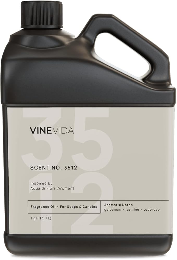 VINEVIDA Scent NO. 3512 Fragrance Oil - 1 Gallon (8lbs) - Inspired by: Aqua di Fiori (Women) Fragrance Oil for Candle Making - Made in USA Candle Scents Scents for Soap Making